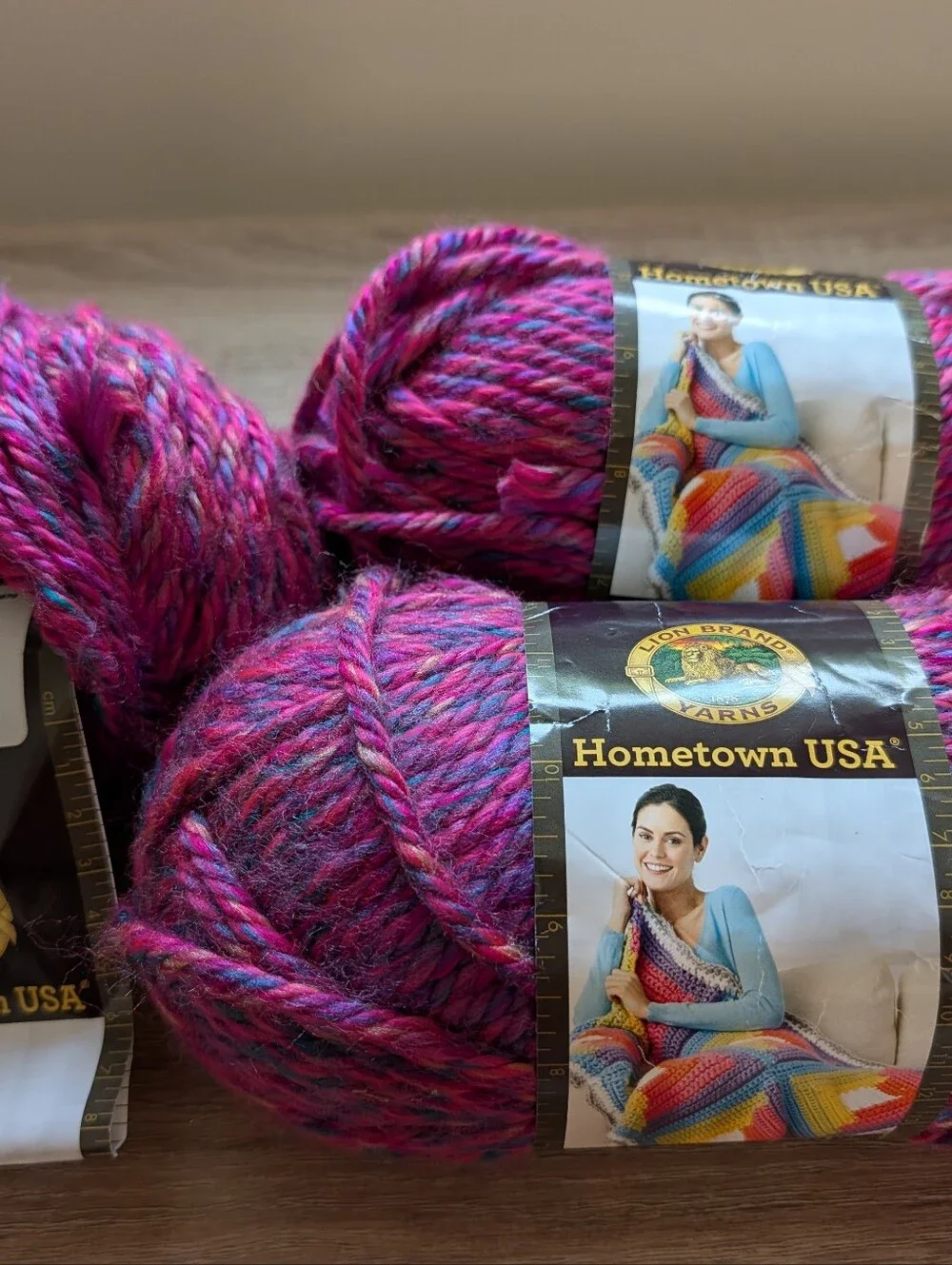 3 Skeins Lion Brand Hometown USA Yarn Phoenix Azalea, All are the Same Dye Lot